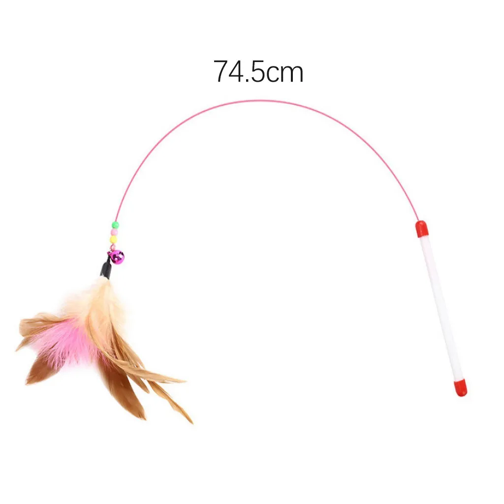 Funny cat feather hanging bell stick Toy Wire Chaser Fun Cat Feather Dangler Bell Wand Teaser Rod Play Pet Game Toys#yl