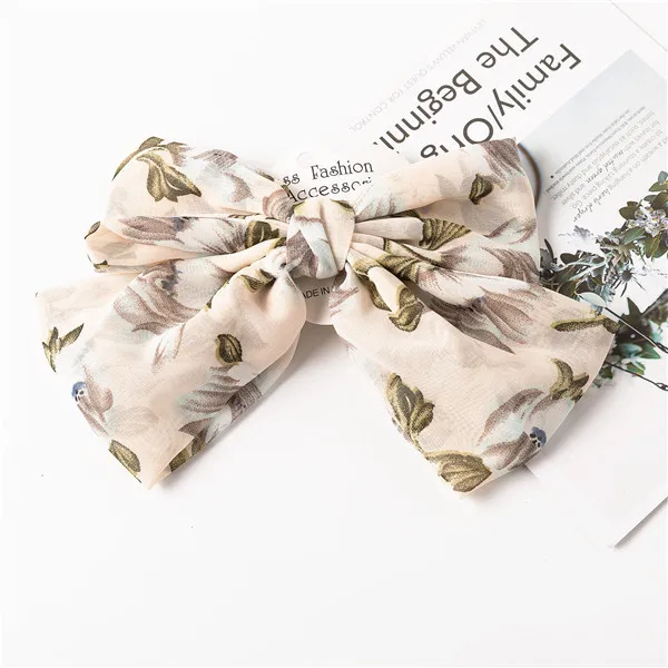 beige flower Новинка, розовый большой бант, когти для волос для женщин, заколка для волос, заколка-краб, заколки для волос, заколки для девочек, аксессуары для волос, украшение на голову - Цвет: beige flower