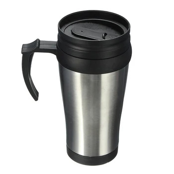 

Stainless Steel Car Mug Travel Tumbler Water Coffee Tea Cup 450ml Silver+black