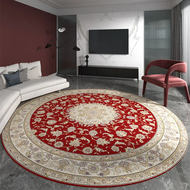 Vintage Round Red Persian Rug Living Room Luxury Home Decor Sitting Centre For Bedroom Coffee Table Chair Mat 200cm | Дом и сад