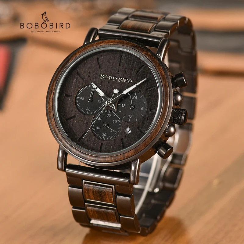 Baratos BOBO pájaro fecha visualización relojes de madera lujo elegante reloj madera Metal Correa nuevo diseño relojes C Q26 1