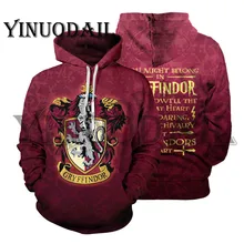 Wizardry 3D Толстовка с принтом и карманом Ravenclaw Gryffindor для взрослых унисекс Толстовка костюм толстовки Мужская одежда