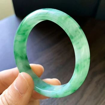 

Zheru Jewelry Natural Burmese Emerald Green Two-tone 54-62mm Bracelet Elegant Princess Jewelry Best Gift