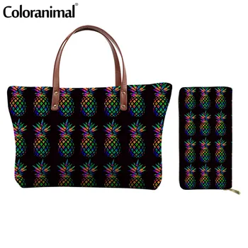 

Coloranimal Brand Design Tropical Pineapple Print Tote Handbags for Women Luxury Big Crossbody Bag With Wallet Lady Shoulder Bag