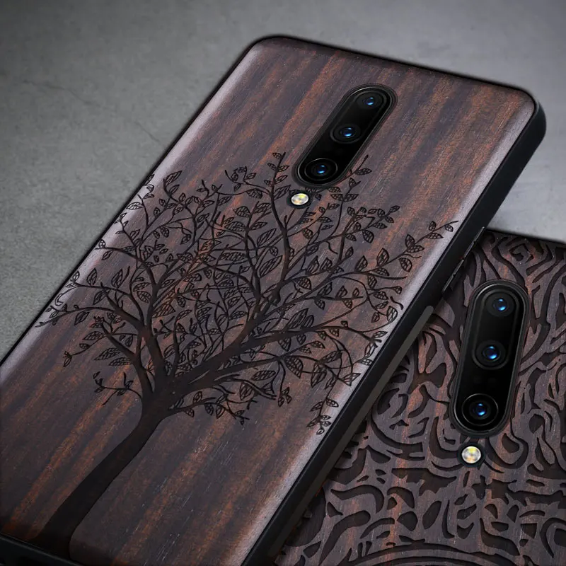 Чехол для Oneplus 7 t, черное дерево, чехол для Oneplus 7 pro, резной ТПУ бампер, деревянный чехол для Oneplus 7 7t pro