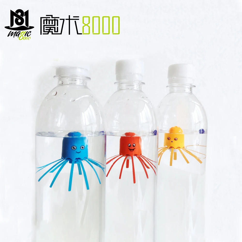 

Funny Magic Tricks Little Octopus Floating In A Water Bottle Close-up Magic Props Buoyancy Gimmicks Magic Toys for Kids