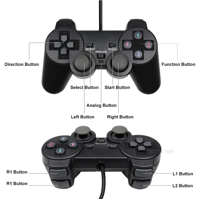 Wired USB PC Game Controller Gamepad For WinXP/Win7/8/10 Joypad For PC Windows Computer Laptop Black Game Joystick