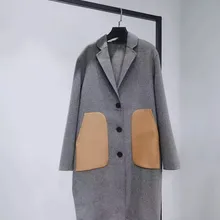 Женская Популярная цветная шерстяная куртка с отложным воротником, однобортная куртка