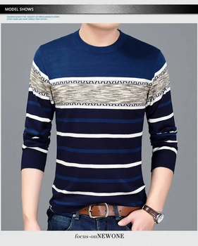

2020 Spring Autumn Style Men Knitted Thin Sweaters Striped Long Casual Wool Pullovers Male Fashion Knitting Outerwear