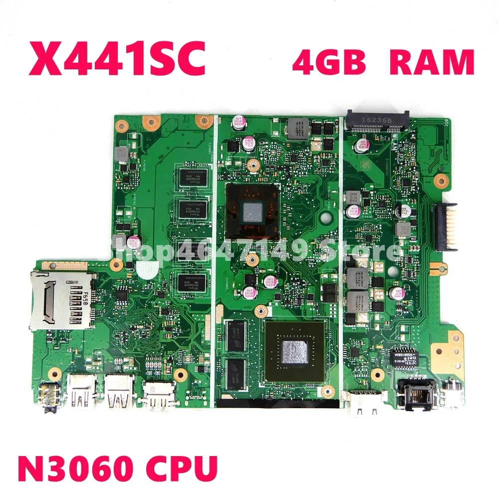  X441SC Motherboard REV2.1 X441SA N3060 CPU 4GB RAM Mainboard For ASUS X441S X441SA X441SC Motherboa