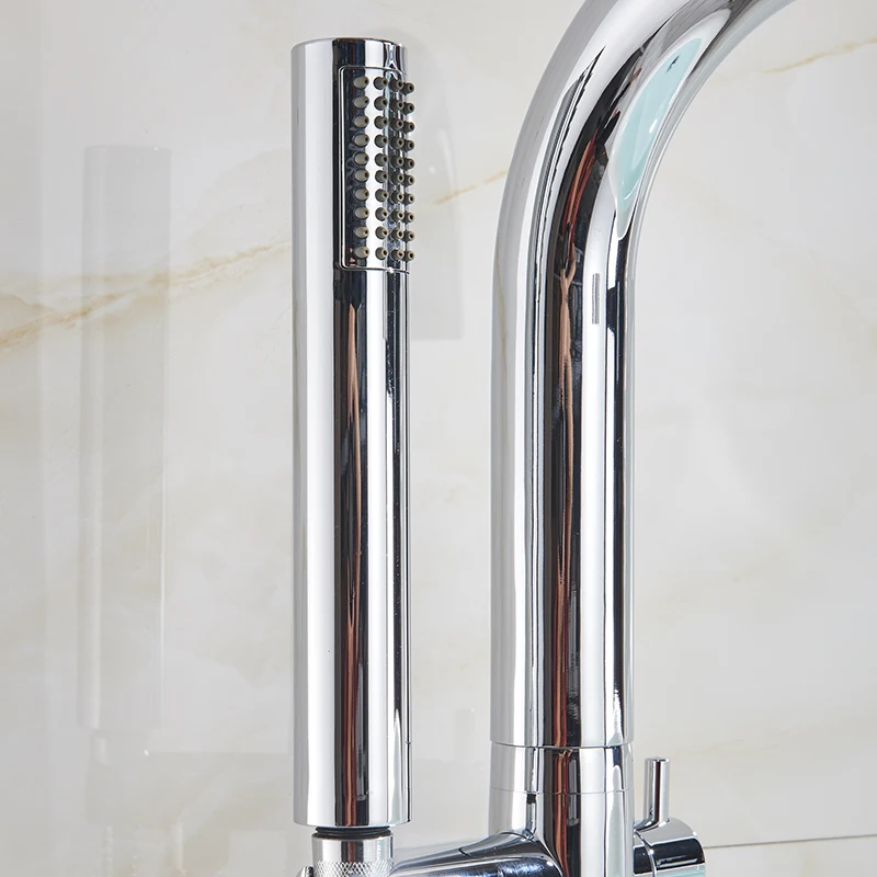 Onyzpily Floor Stand Bathtub Faucet Mixer Single Handle Mixer Tap 360 Rotation Spout With ABS Handshower Bath Mixer Shower