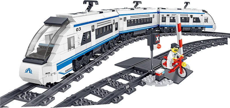 941pcs Technic Электрический поезд Harmony на батарейках, высокоскоростные строительные блоки, кирпичная игрушка в подарок для детей