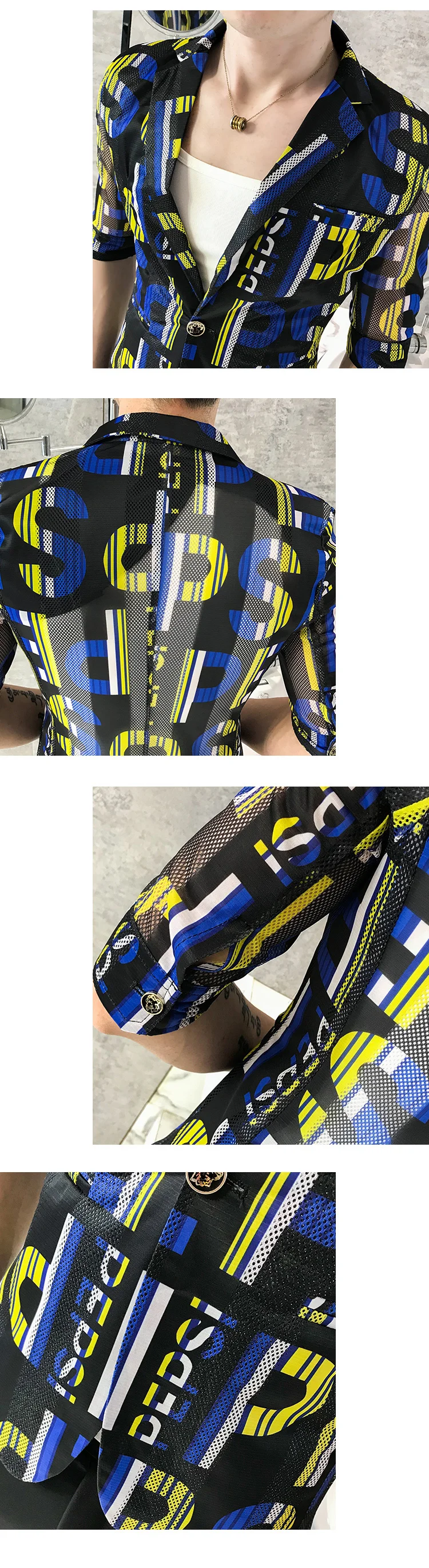 Мужской Блейзер Ontwerpen с принтом мужской Zomer блейзер для мужчин Sociale Slim Fit Hombre Клубная одежда строгий костюм Doorschijnend