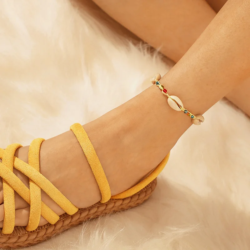 Bohemian Ethnic Mixed Color Beads Anklets for Women Natural Shell Ankle Chain Female Fashion Beach Foot Jewelry New Arrival