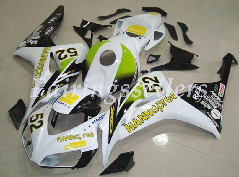 Литьевая Форма ABS Полный комплект обтекателя Подходит для Honda CBR1000RR 06 07 2006 2007 1000RR Обтекатели красный черный Rossi - Цвет: White Green