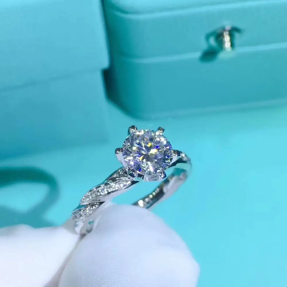 Серебряное кольцо с муассанитом "Стихи еврей" 1ct 6,50 мм D VVS роскошное кольцо с муассанитом для женщин