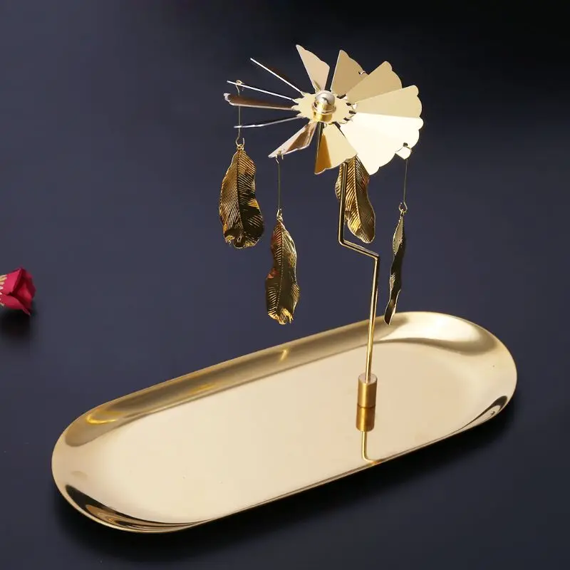 Рождество Магнитный вращающийся карусель Tealight подсвечник металлическая подставка