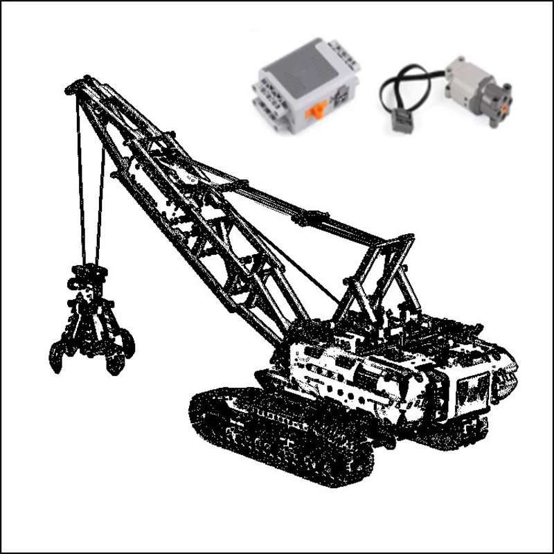 20010 Technic серия огромный гусеничный кран строительные блоки кирпичи набор игрушек совместим с 42042 набор с батареей