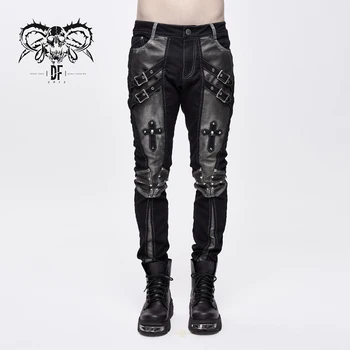 

Devil Fashion Men's Trousers Punk Rock Cross Skull Decoration Slim Fit Casual Pencil Long Pants