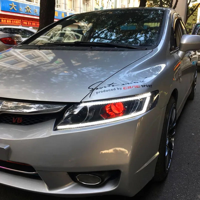 Автомобильный Стайлинг для Honda 8th Civic 2006-2011 фары для civic DRL Объектив светодиодный фары с динамическим поворотом
