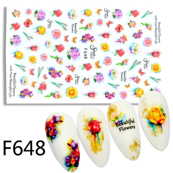 

FWC 3D Purple Flower Sticker Decals Grass/Trees/Animals Design Adhesive Manicure Tips Nail Art Decorations