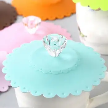 

1pc Diamond Silicone Cup Lid Glass Coffee Mug Drink Insulation Cover Diameter Hygienic Seal Cap Anti-dust Suction For 9.5cm R8R8