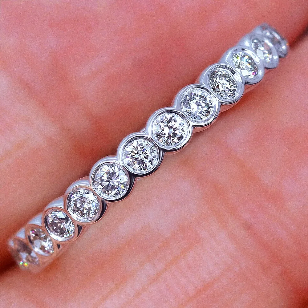 ETERNITY BAND ENGAGEMENT WEDDING RING DIAMOND simulated PLATINUM WOMEN MEN Size 5 6 7 8 9 10 | Украшения и аксессуары