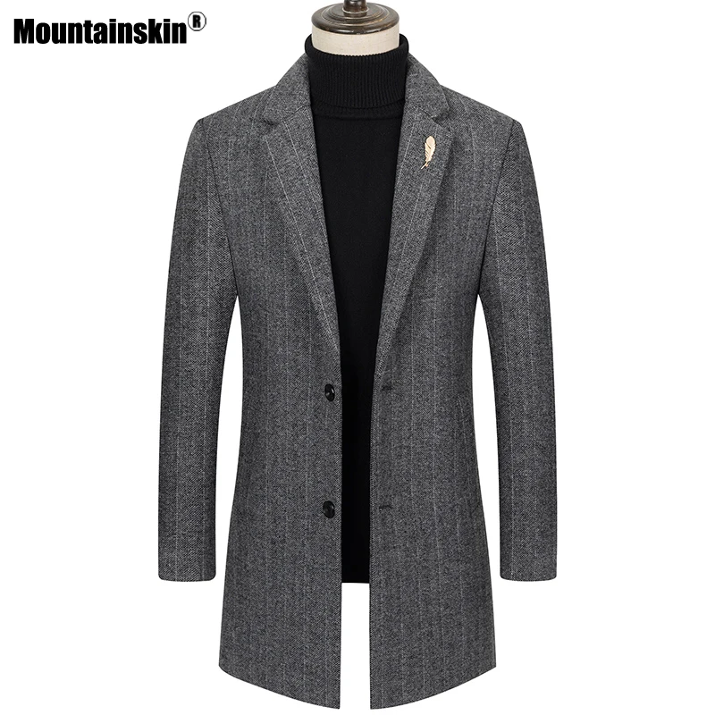 Mountainskin Mens Long Wool Coat Men Fashion Vertical Stripes Thick Coat Winter Autumn Casual Slim Fit Woolen Coat Male SA996 Mountainskin Mens Long Wool Coat Men Fashion Vertical Stripes Thick Coat Winter Autumn Casual Slim Fit Woolen Coat Male SA996