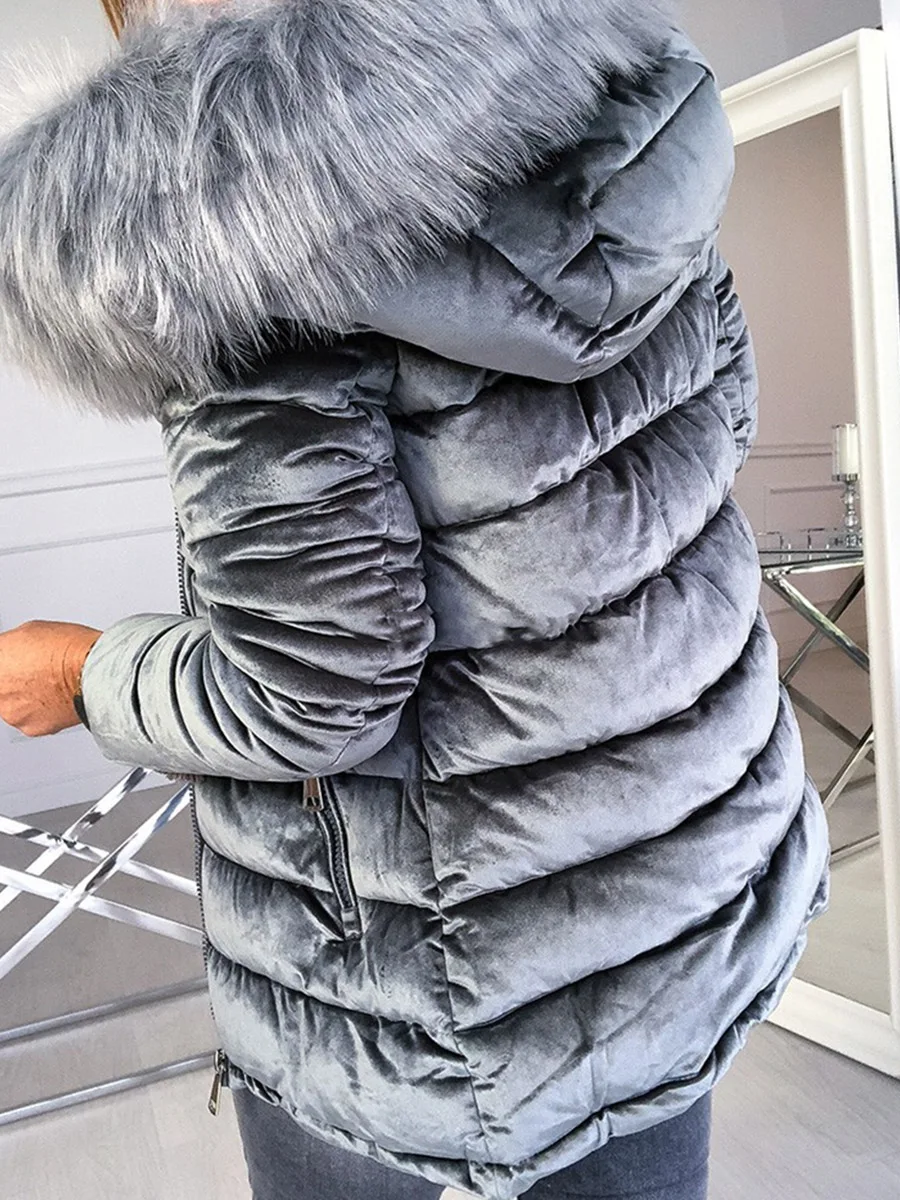 price cut  Women Cotton Padded Jackets Gray Pink Plus Size 4XL Hood Fur Collar Thick Fashion Basic Snow Outerw