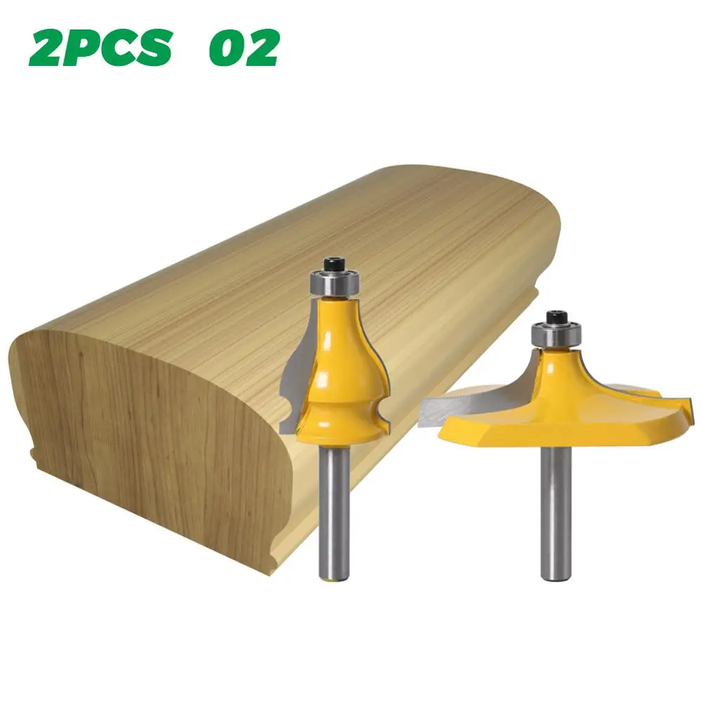 2pcs 8mm Shank Handrail & Table Edge Router Bit Set Woodworking Milling Cutter 