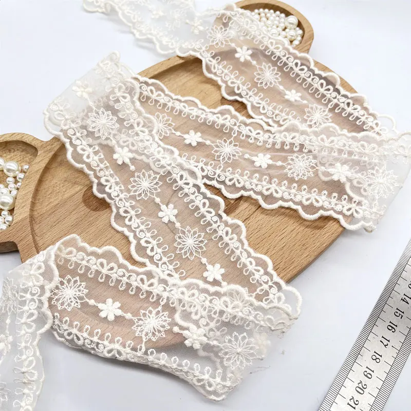 Lace Fabric Lace Ribbon Lace Garment Accessories Lace Sewing Supplies Lace Accessories Lace Sewing Accessories Lace Decoration 1 Yard Embroidery Lace For Crafts 6.5cm Tulle Fabric Sewing Ribbon Apparel DIY Trimmings African lace for Needlework