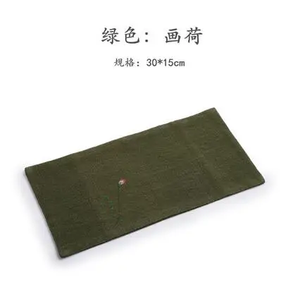 Cotton and linen hand-painted tea towel Chinese style square scarf Zen tea cloth handmade retro rag tea ceremony - Цвет: 4