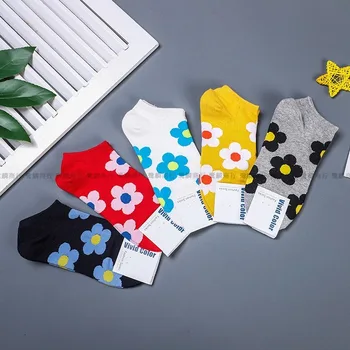 

Women Thin Sock Lovely Ladies Flowers Socks Colorful Unisex Ankle Casual Cotton Sox Girls Sweet Spring Summer Trendy Skarpetki