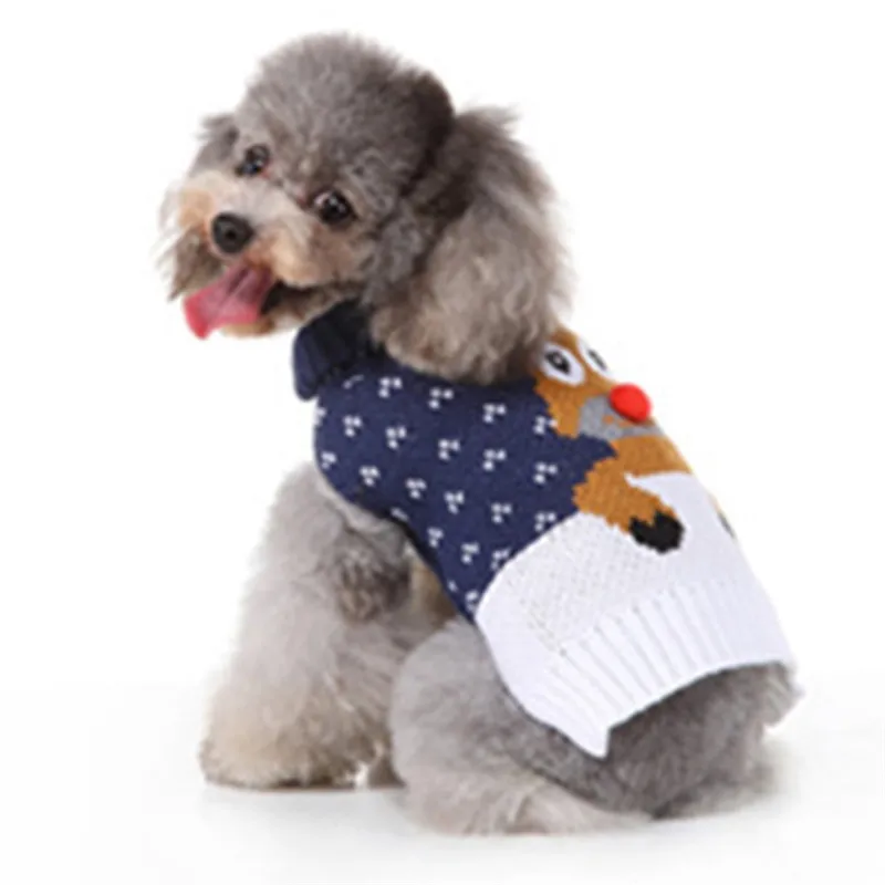 Imixlot Winter Pet Sweaters Cartoon Elk Skull Pattern Sweater Knitwear Pet Dog Warm Coat Pet Costume