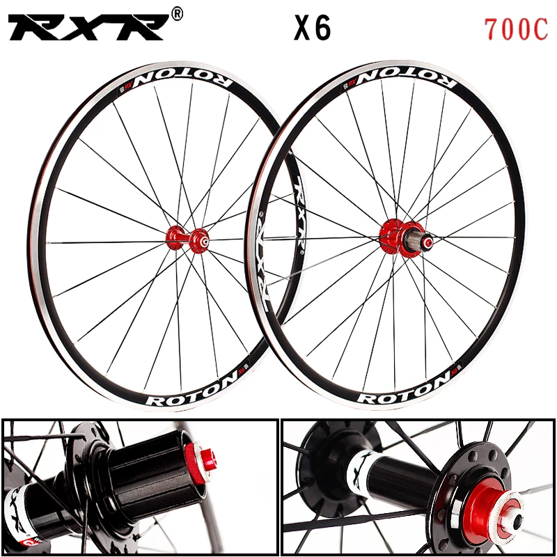 Cycle Wheel 700C Road Front Rear Bicycle Wheel Set,Aluminium Alloy Double Layer Rim Disc C/V Brake 7-11 Speed 24H QR Bike Wheelset Wheelset 