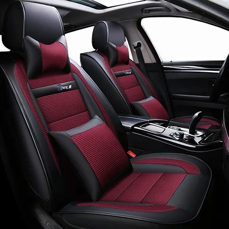 Red Luxury Роскошный кожаный универсальный чехол для автомобильных сидений для hyundai Elantra solaris tucson Zhiguli veloster getz creta i20 i30 ix35 i40 Car - Название цвета: Red Luxury