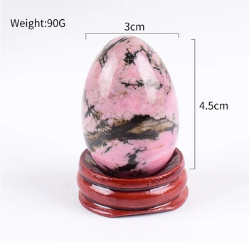 

Rhodonite Egg & Wood Base Undrill Natural Crystal Stone Mineral Ball Home Decoration Accessory Kegel Massage Yoni Egg