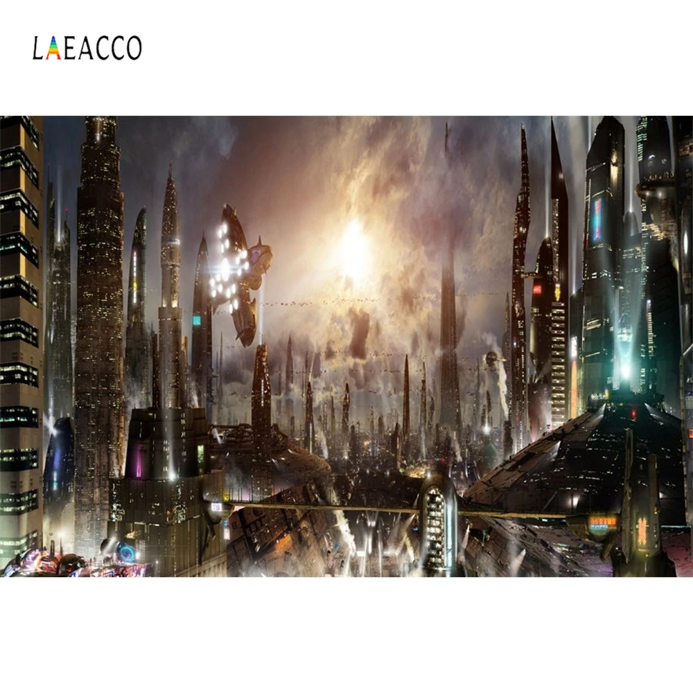 Laeacco фоны для фотосъемки с изображением научной фантастики будущего города