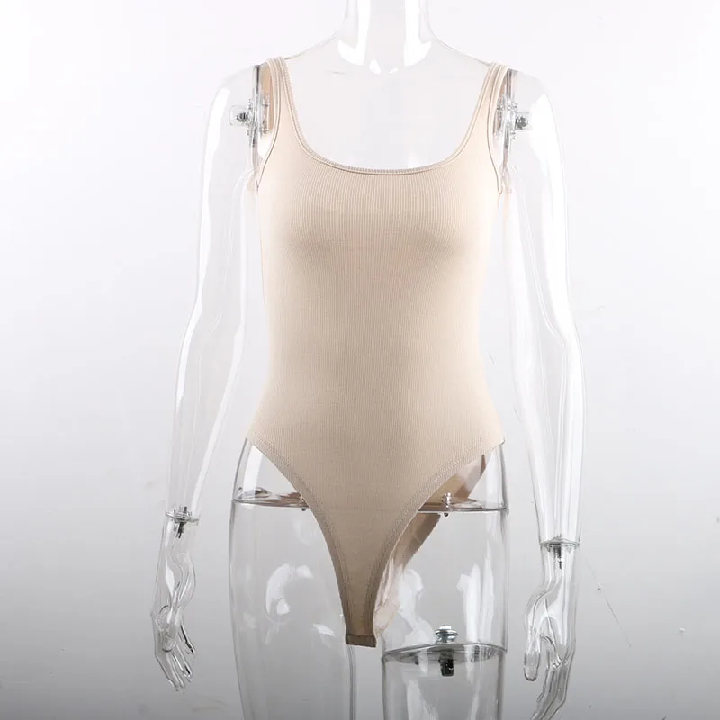 Nadafair Strappy White Bodysuit Sexy Ribbed Black Bodysuit For Women Summer2020 Sleeveless Backlesss Black Tank Top Body Female