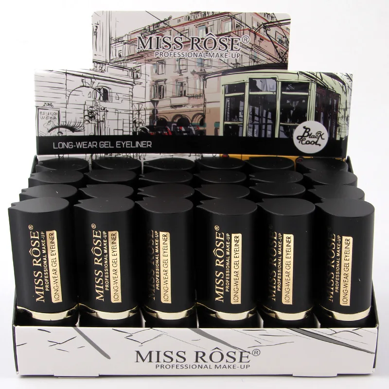 Подводка для глаз MISS ROSE Черная Kajal однотонная Толстая подводка гелевый макияж