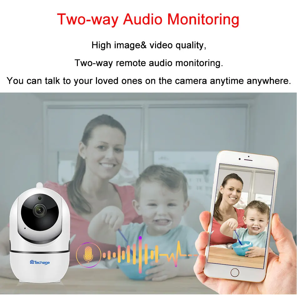 Techgae 1080P HD IP камера WiFi детская P2P с монитором облачная Мини Беспроводная