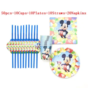 

Disney Mickey Mouse Party Supplies Birthday Party Decorations Kids Disposable Tableware Paper Cups Plates Boy Baby Shower Supply