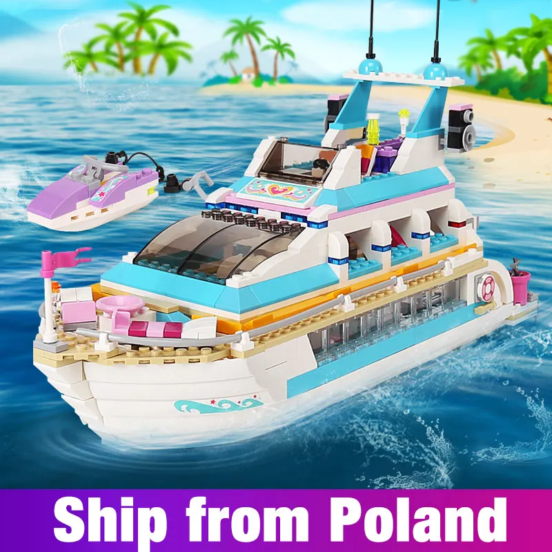 

Compatible with Lego Friends 41015 model 01044 618pcs building blocks Dolphin Cruiser Vessel Ship Brick figure toys for children