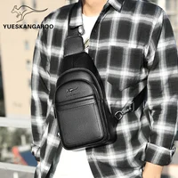 Sac à bandoulière en cuir kangourou pour homme, sac de poitrine marron, sac à bandoulière noir, sac de messager masculin, voyage décontracté, marque de luxe, nouveau 5