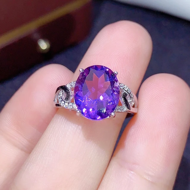 Colifeジュエリー100% 本物のアメジストシルバーリング日常着のための9