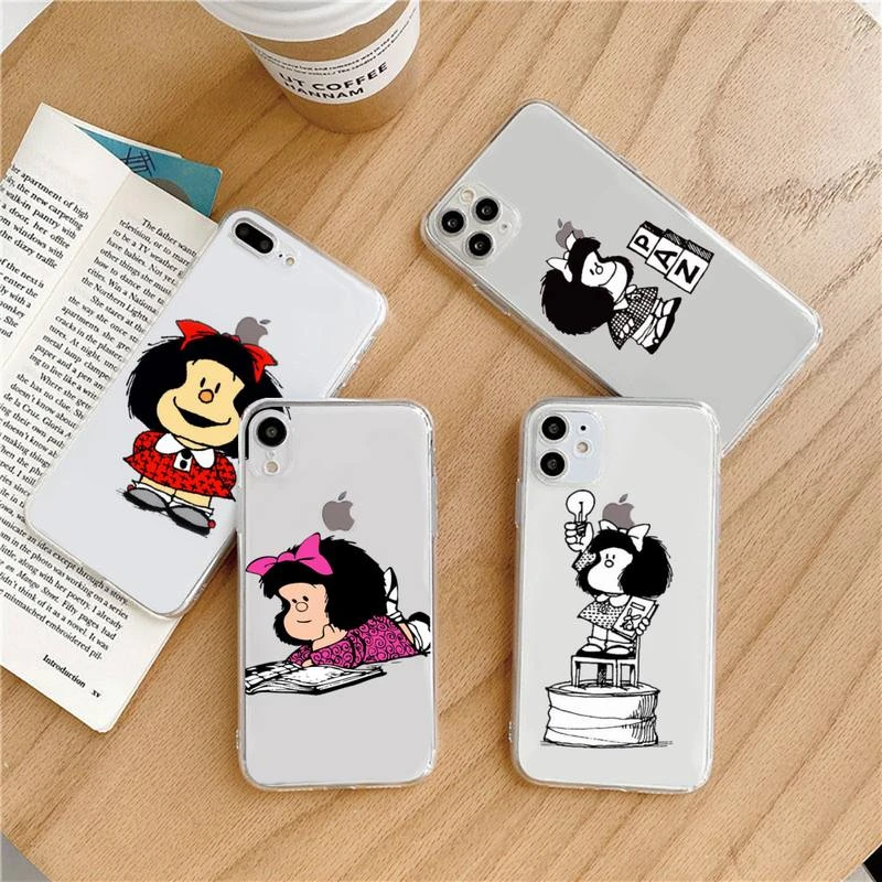 iphone 8 silicone case Mafalda cute funny cartoon girl Phone Case Transparent soft For iphone 5 6 7 8 11 12 s c se plus mini x xs xr pro max shell iphone 8 plus wallet case