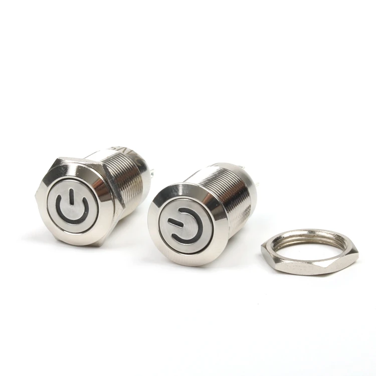 

12mm metal button switch self-locking small with LED lamp power symbol waterproof 6V12V24V220V
