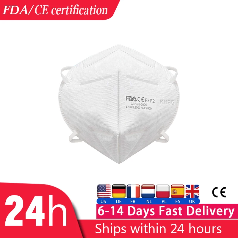 

50PCS N95 FFP2 Mask CE Certification Mouth Face Mask Dust KN95 Masks PM2.5 Anti-fog Protective Respirator Reusable As FFP3 N95