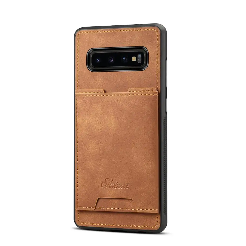 Для samsung galaxy S10 Plus 5G чехол с кошельком кредитный держатель для карт из искусственной кожи противоударный задний Чехол для samsung galaxy Note 10 - Цвет: Светло-коричневый