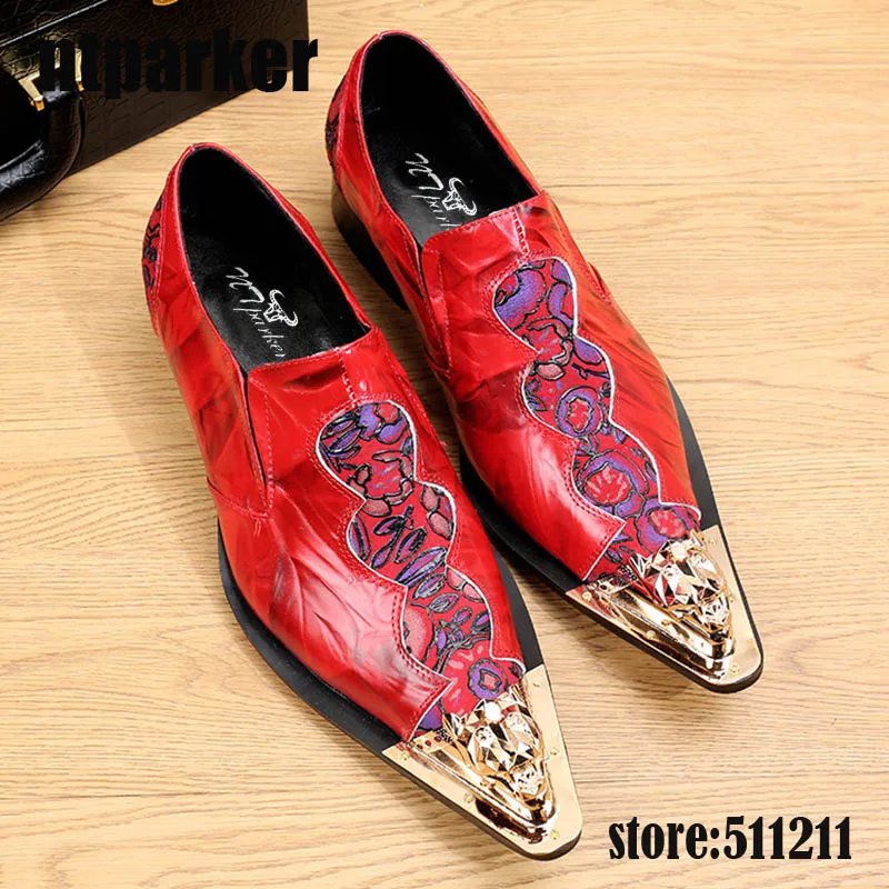 Ntparker/брендовые итальянские модные мужские туфли из натуральной кожи; распродажа; красные туфли с острым носком; офисные туфли с острым носком; красные дизайнерские свадебные туфли для мужчин
